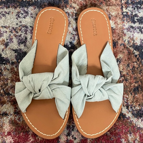 Soludos Chambray Knotted Slide Sandal - Picture 2 of 8